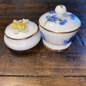 Hammersley jewellery box Golden Crown E&R England Flower Trinket Bone China VTG.